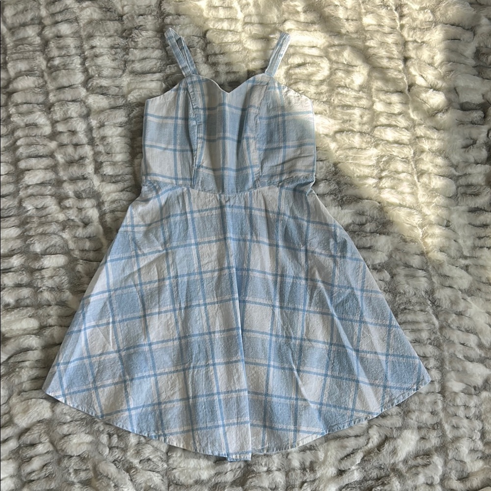 Blue and White Plaid Kids Dress